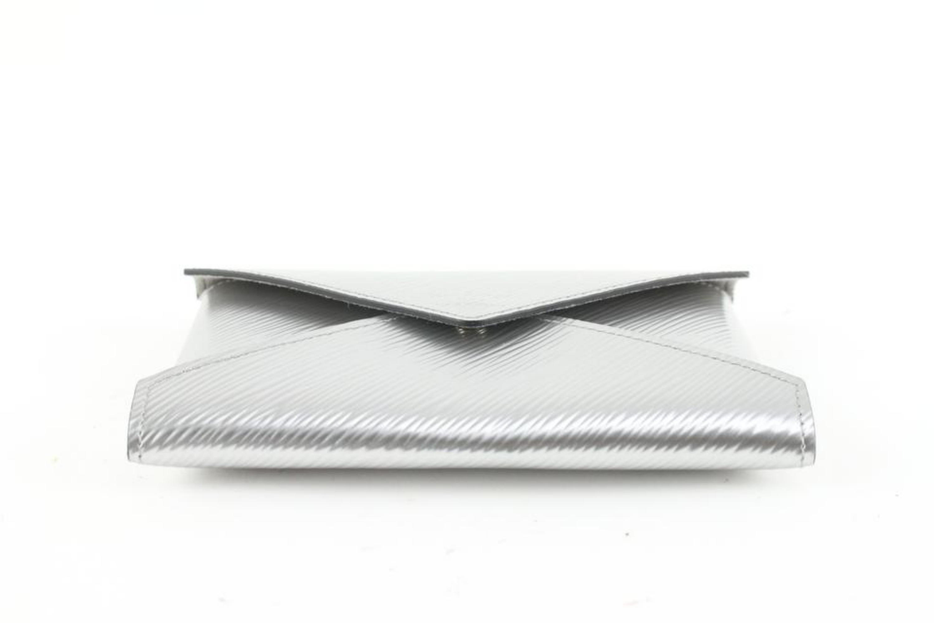 Women's Louis Vuitton Silver Epi Leather Pochette Kirigami MM Clutch Envelope Pouch