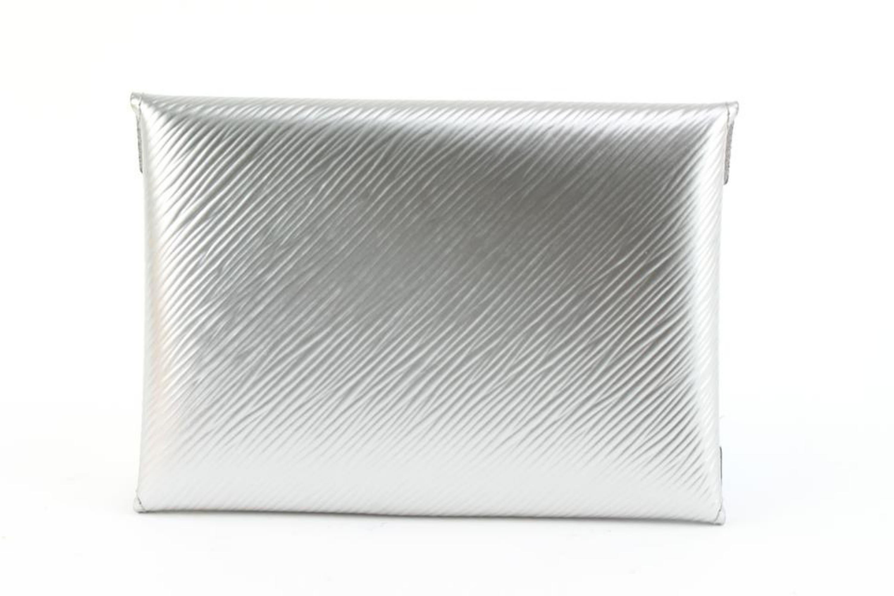 Louis Vuitton Silver Epi Leather Pochette Kirigami MM Clutch Envelope Pouch  1