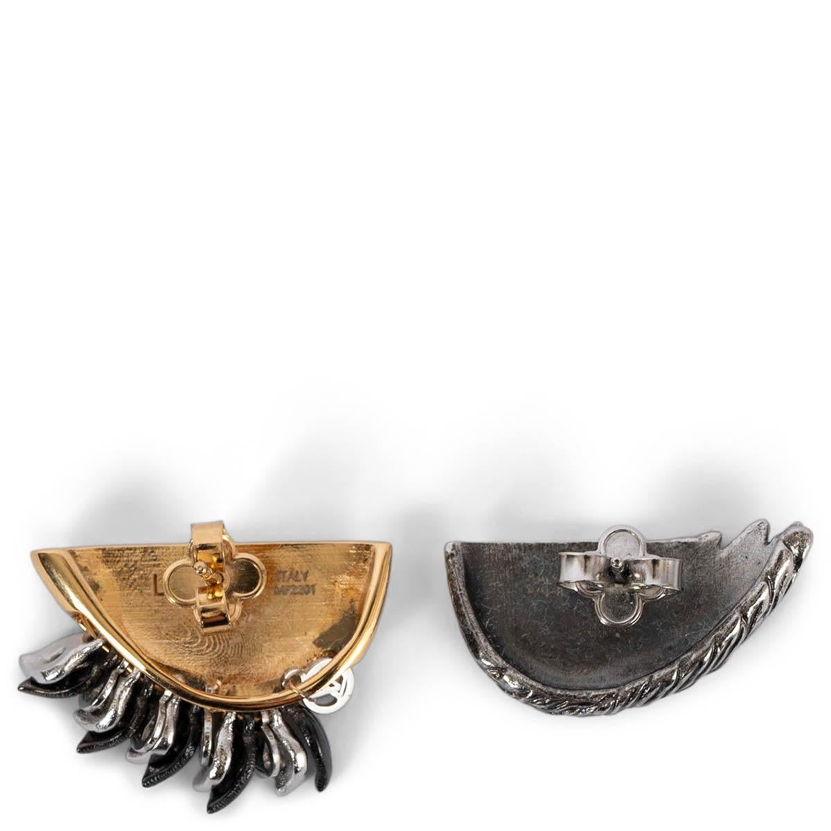 Women's or Men's LOUIS VUITTON silver & gold 2018 BIONIC WINGS & LEAVES Earrings For Sale
