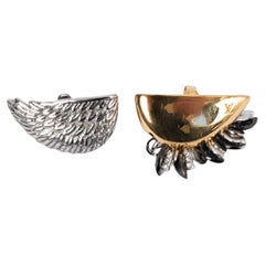 LOUIS VUITTON silver & gold 2018 BIONIC WINGS & LEAVES Earrings