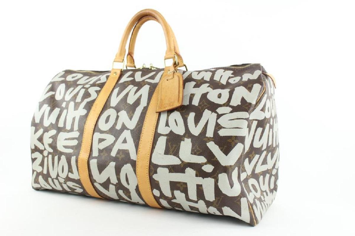 Louis Vuitton Silver Gray Stephen Sprouse Monogram Graffiti Keepall 50 Bag 150lvs430


