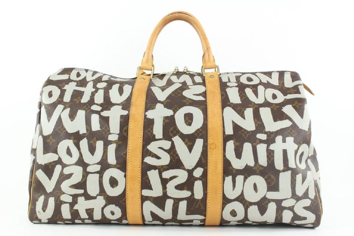 Women's Louis Vuitton Silver Gray Stephen Sprouse Monogram Graffiti Keepall 50 Bag 