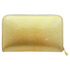 Louis Vuitton Silver-Green Monogram Vernis Zippy Organizer Wallet Zip Around 234