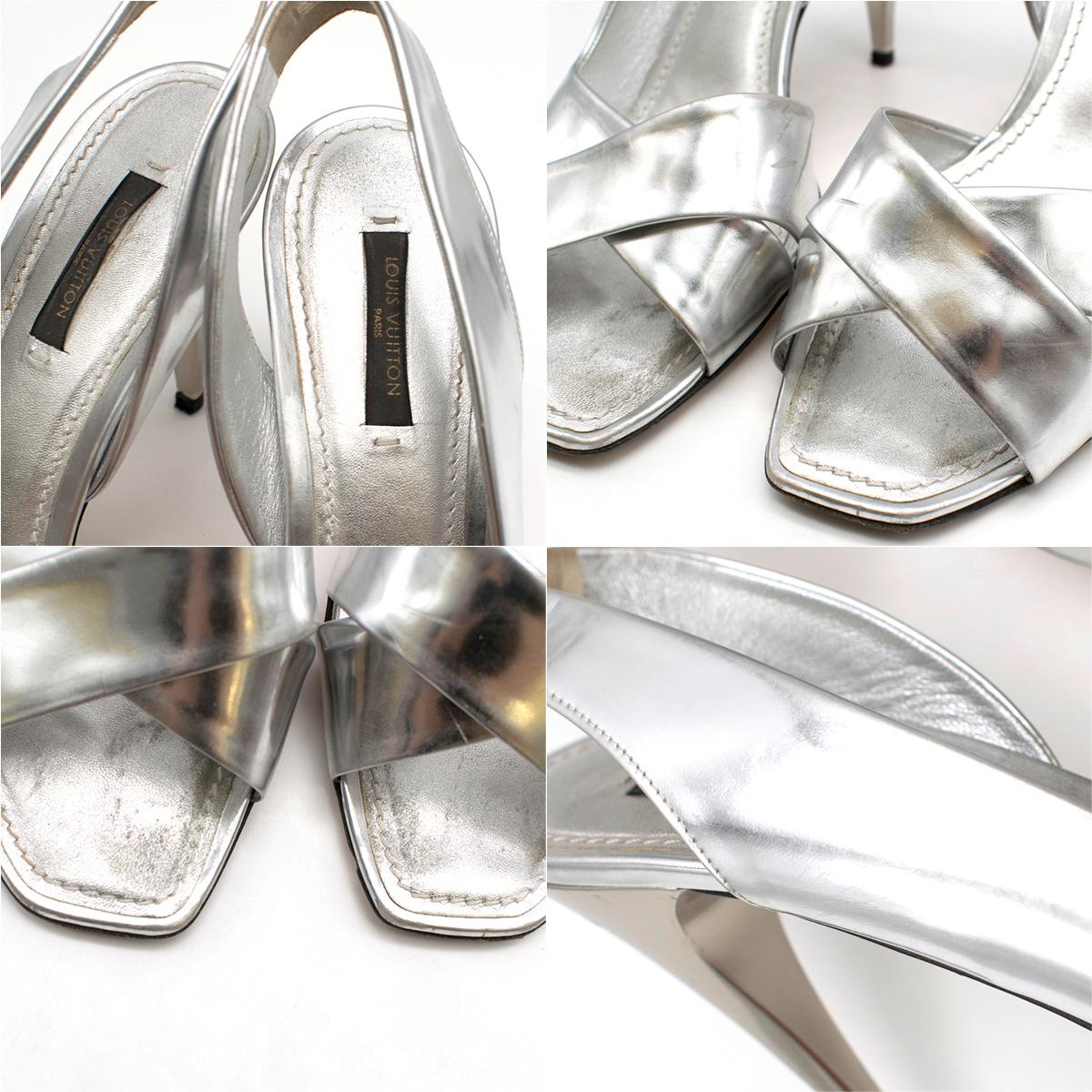 Women's Louis Vuitton Silver Heeled Sandals SIZE EU 40