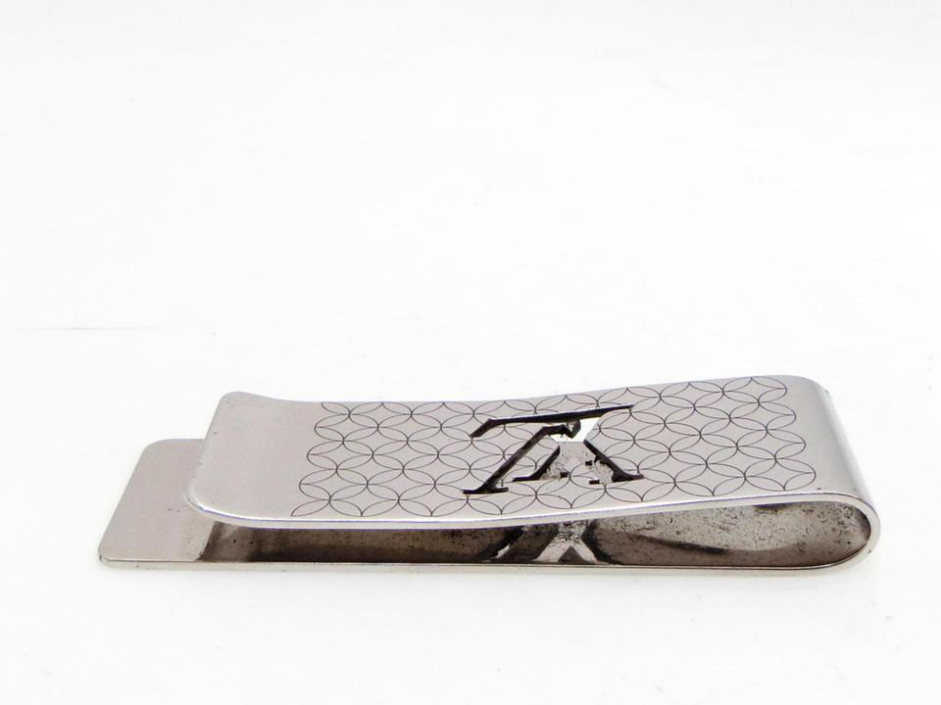 Louis Vuitton Silver Initials Lv Logo Champs Elysees Bill Money Clip 232648 4