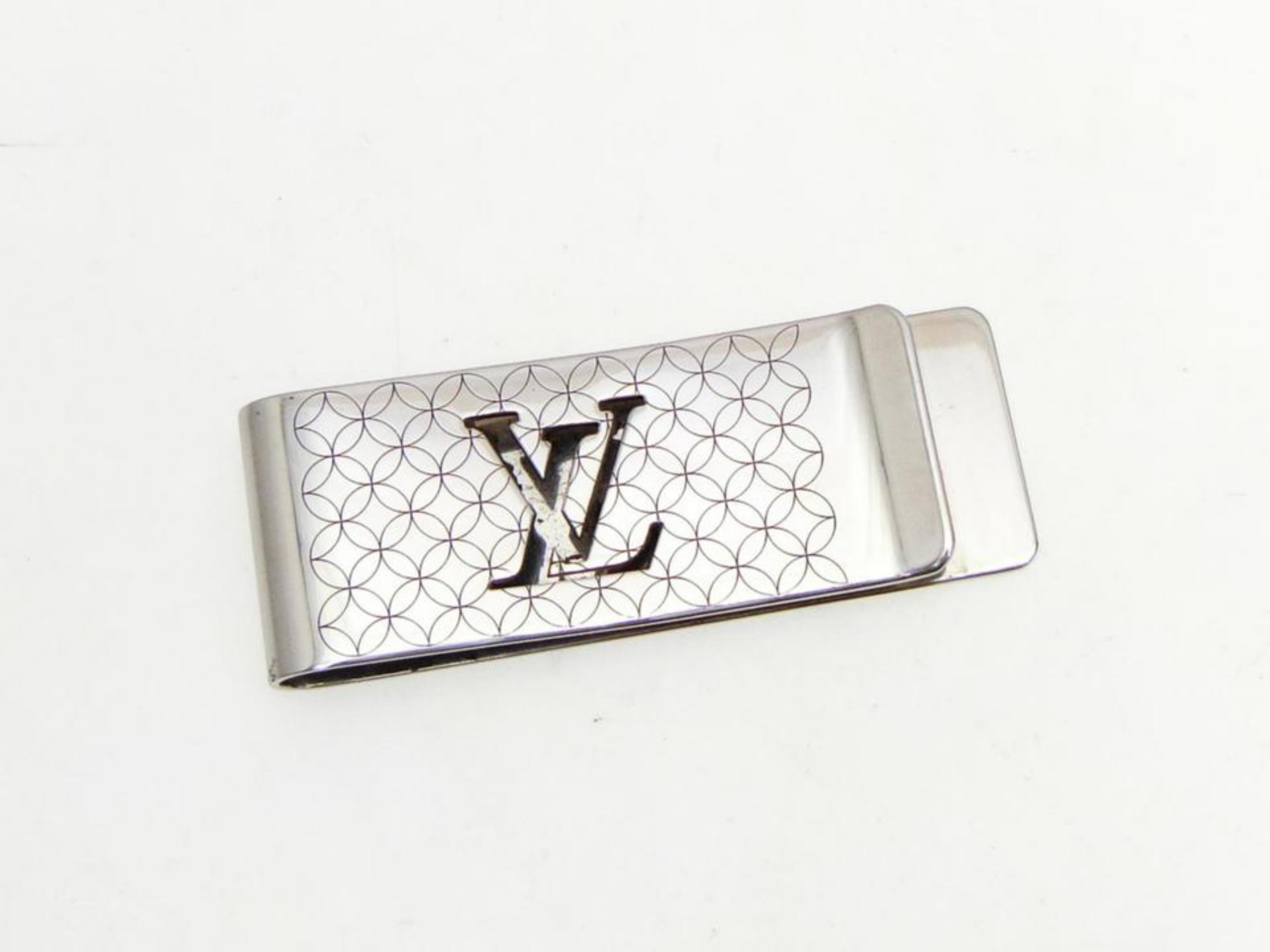 Louis Vuitton Silver Initials Lv Logo Champs Elysees Bill Money Clip 232648 1