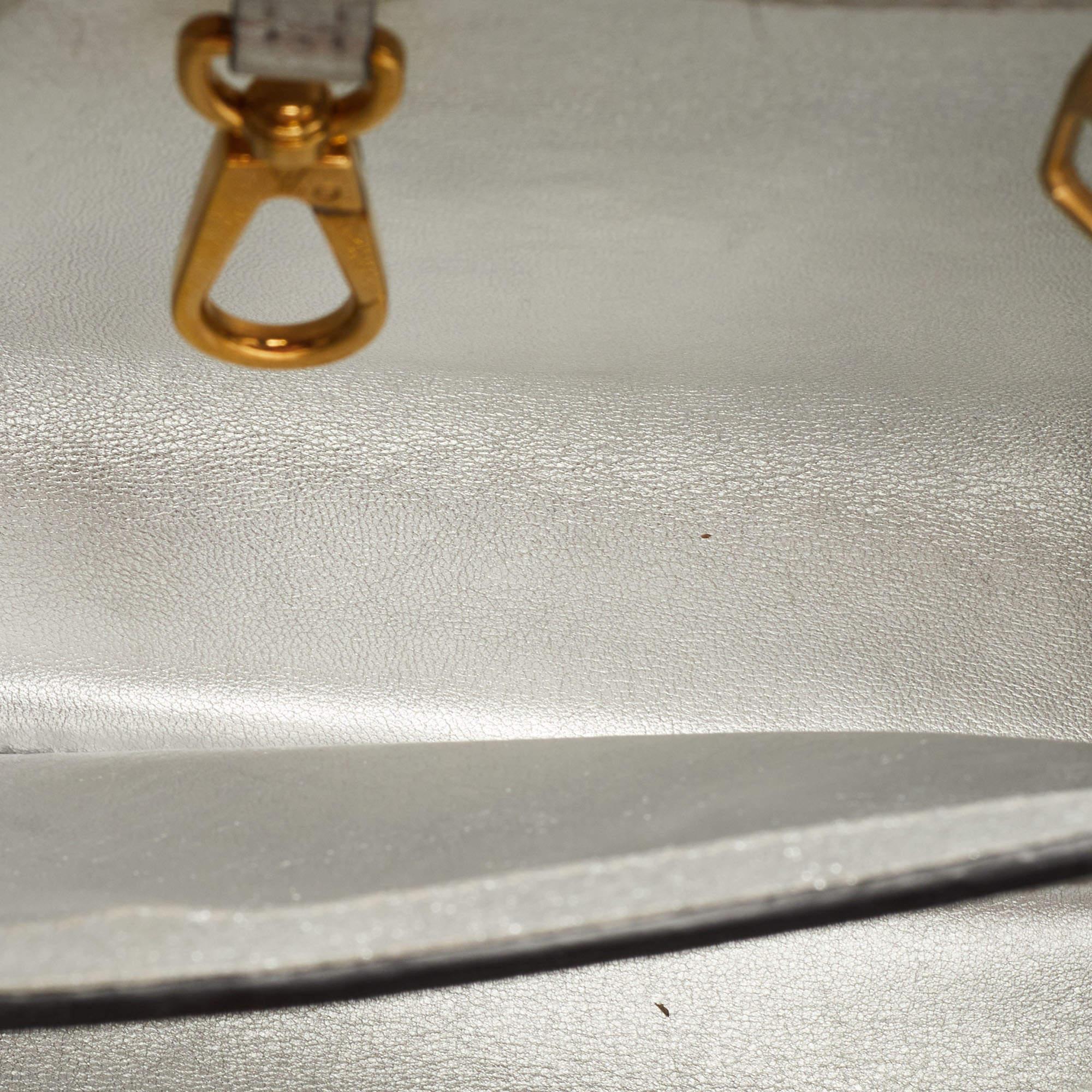 Louis Vuitton Silver Iridescent Leather Capucines BB Bag 9