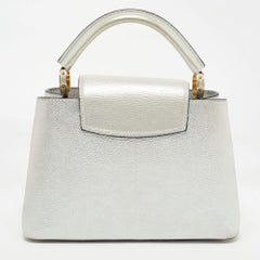 Louis Vuitton Silver Iridescent Leather Capucines BB Bag