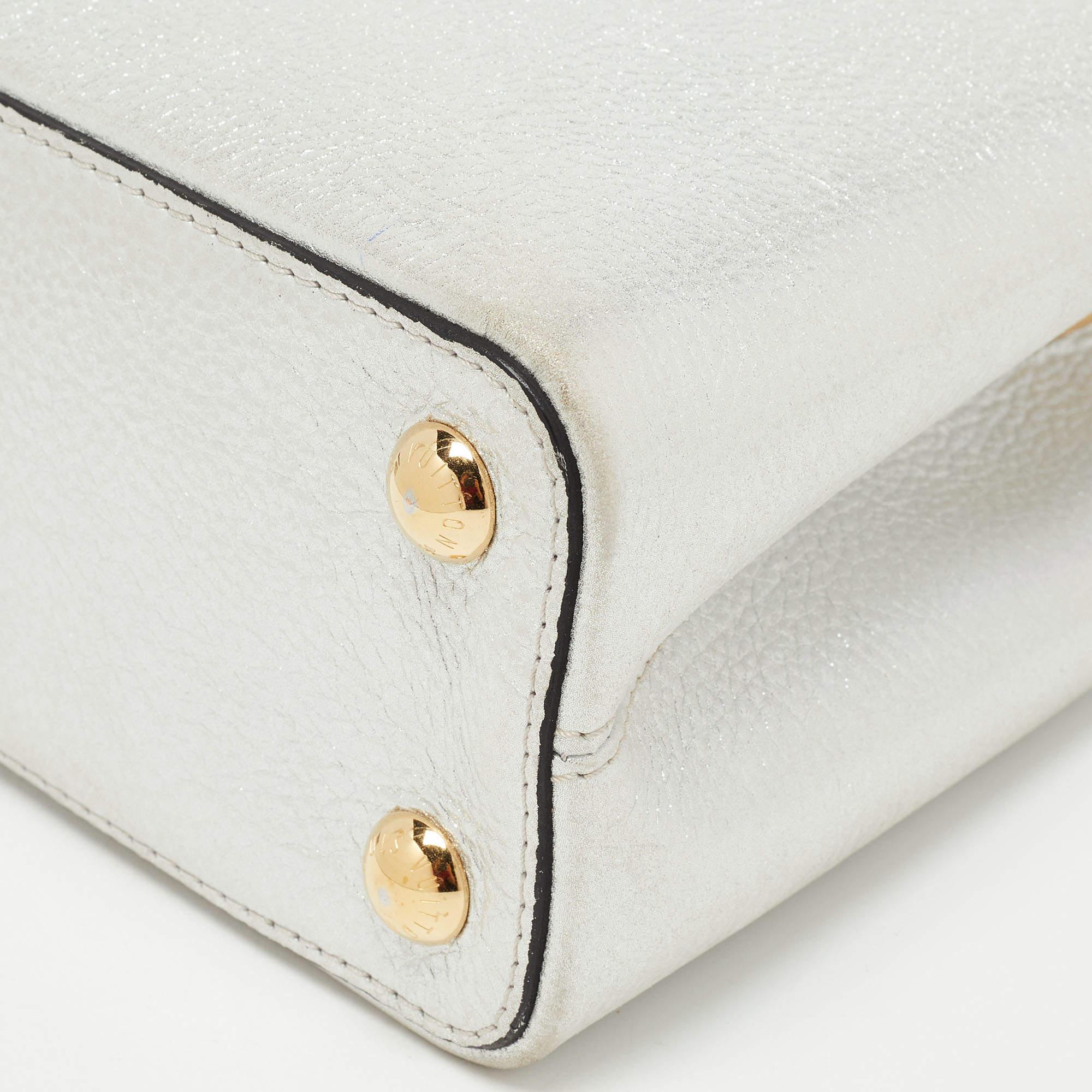 Louis Vuitton Silver Iridescent Leather Capucines BB Bag 16