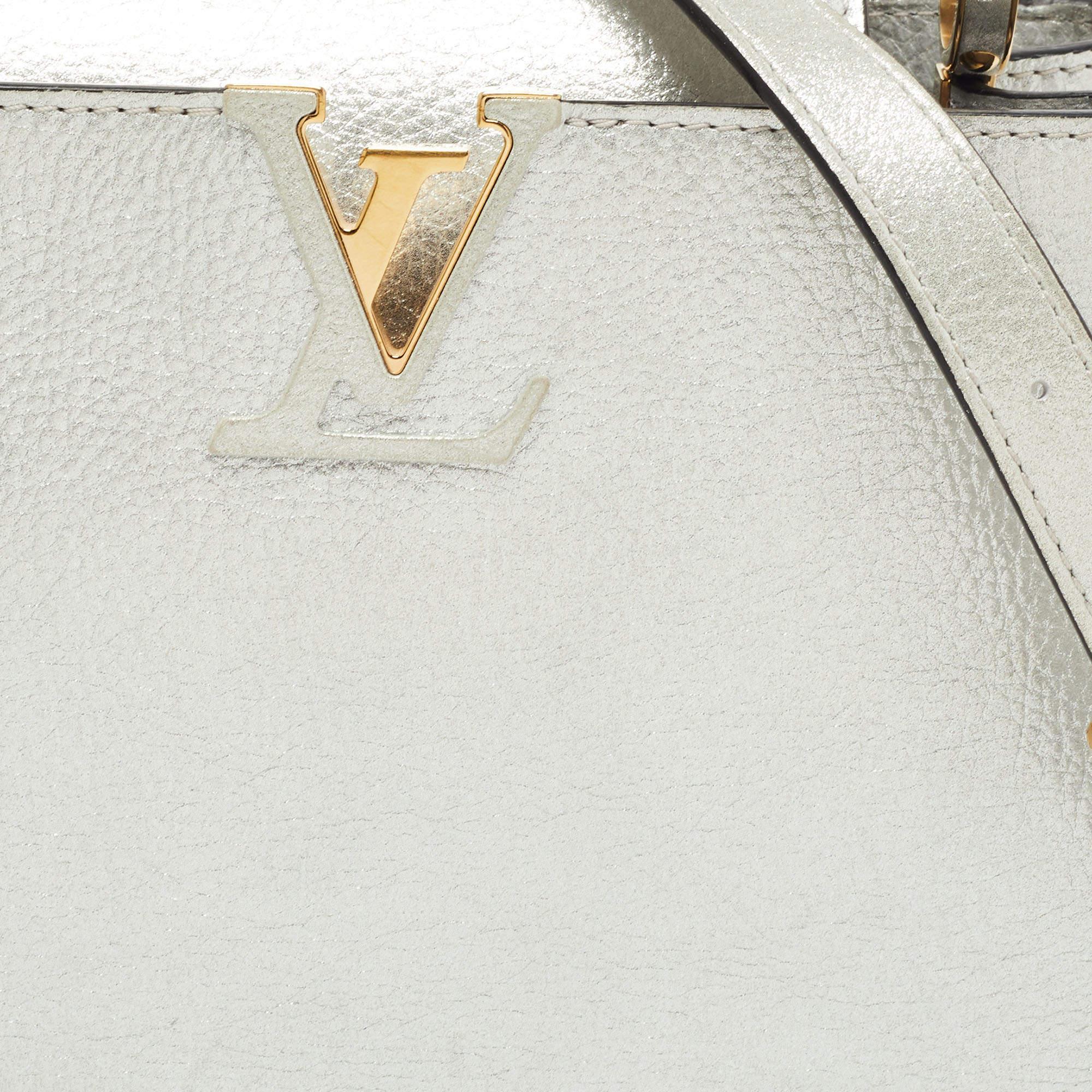 Louis Vuitton Silver Iridescent Leather Capucines BB Bag 3