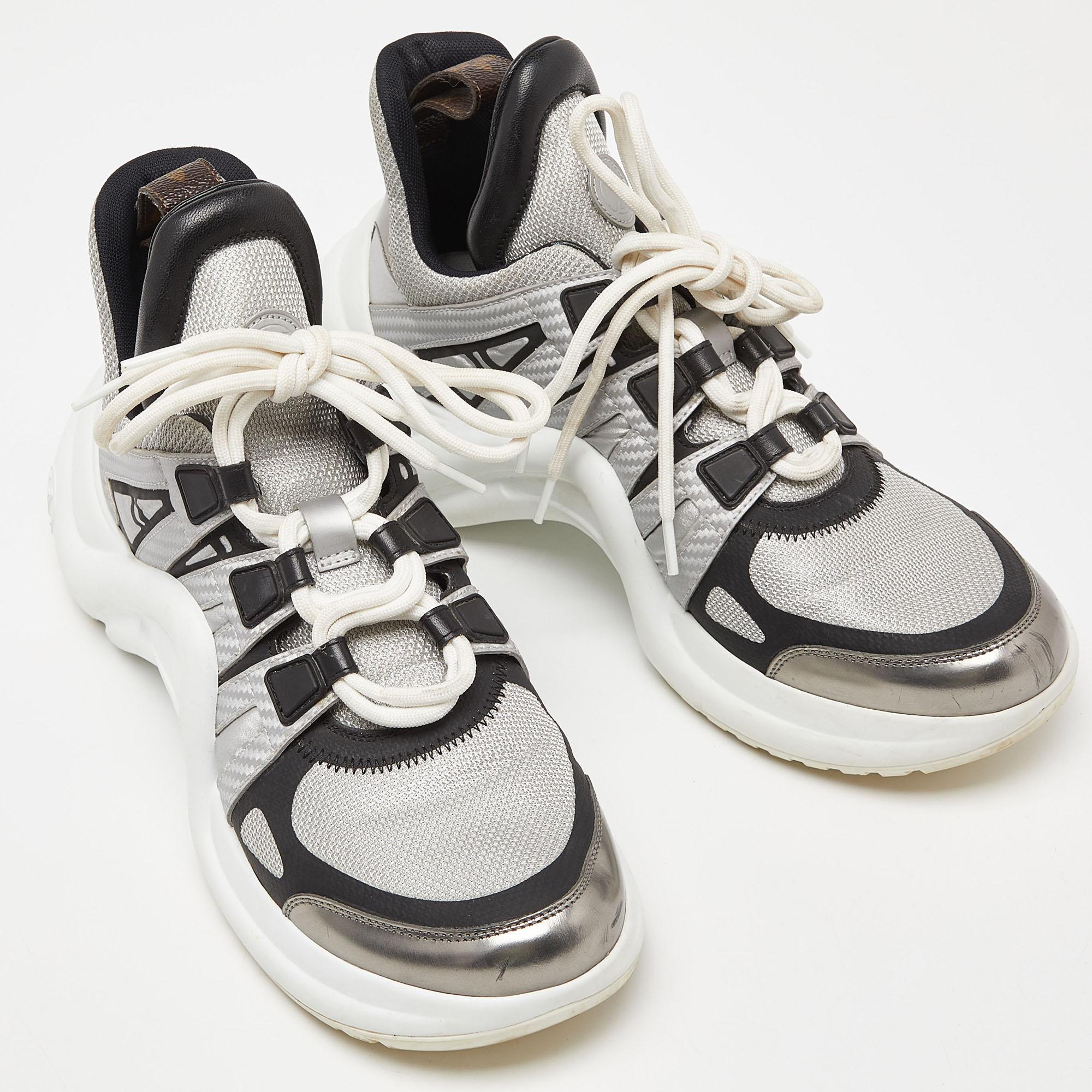 Women's Louis Vuitton Silver Leather and Mesh Archlight  Sneakers Size 38.5 For Sale