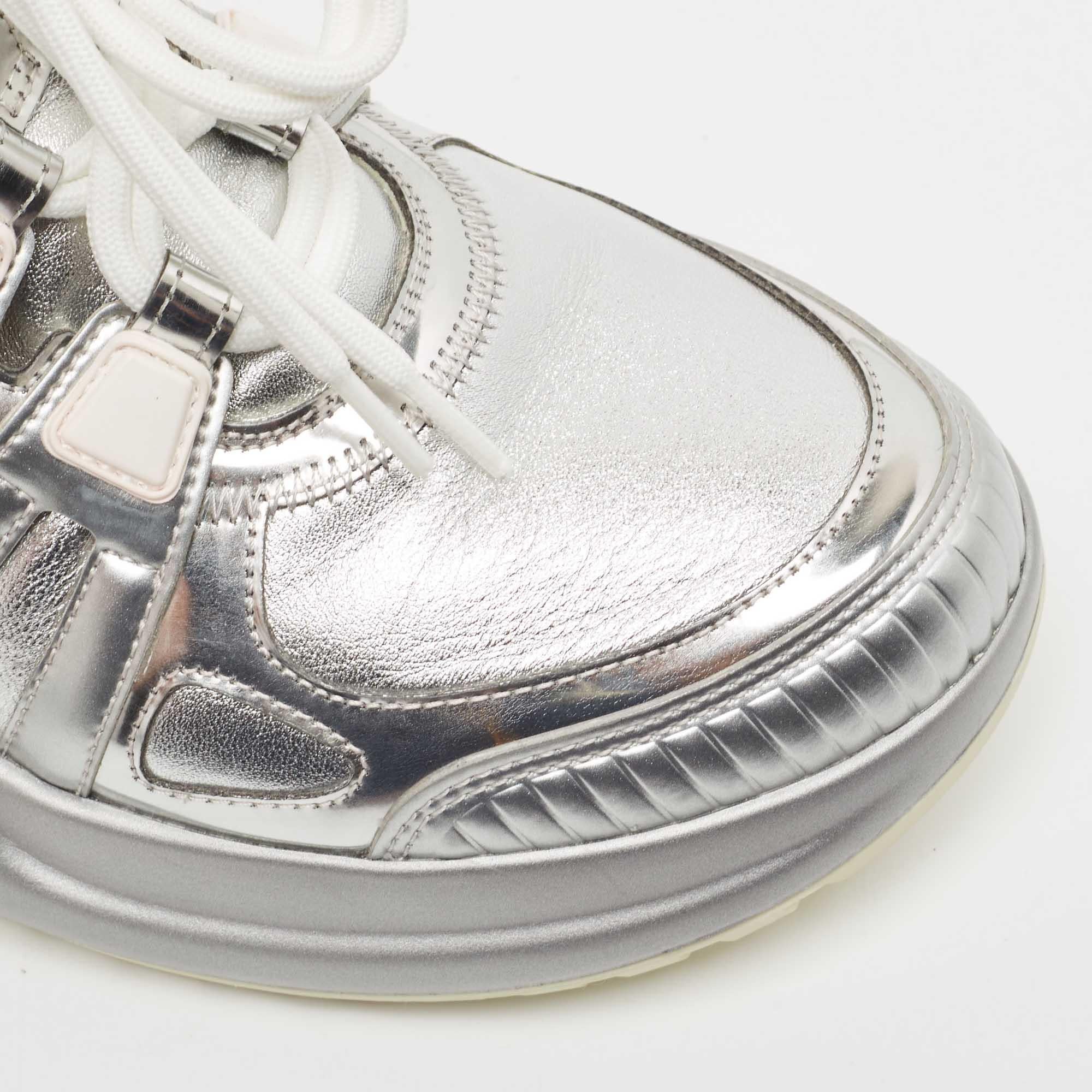 Louis Vuitton Silver Leather Archlight Sneakers Size 40 For Sale 3