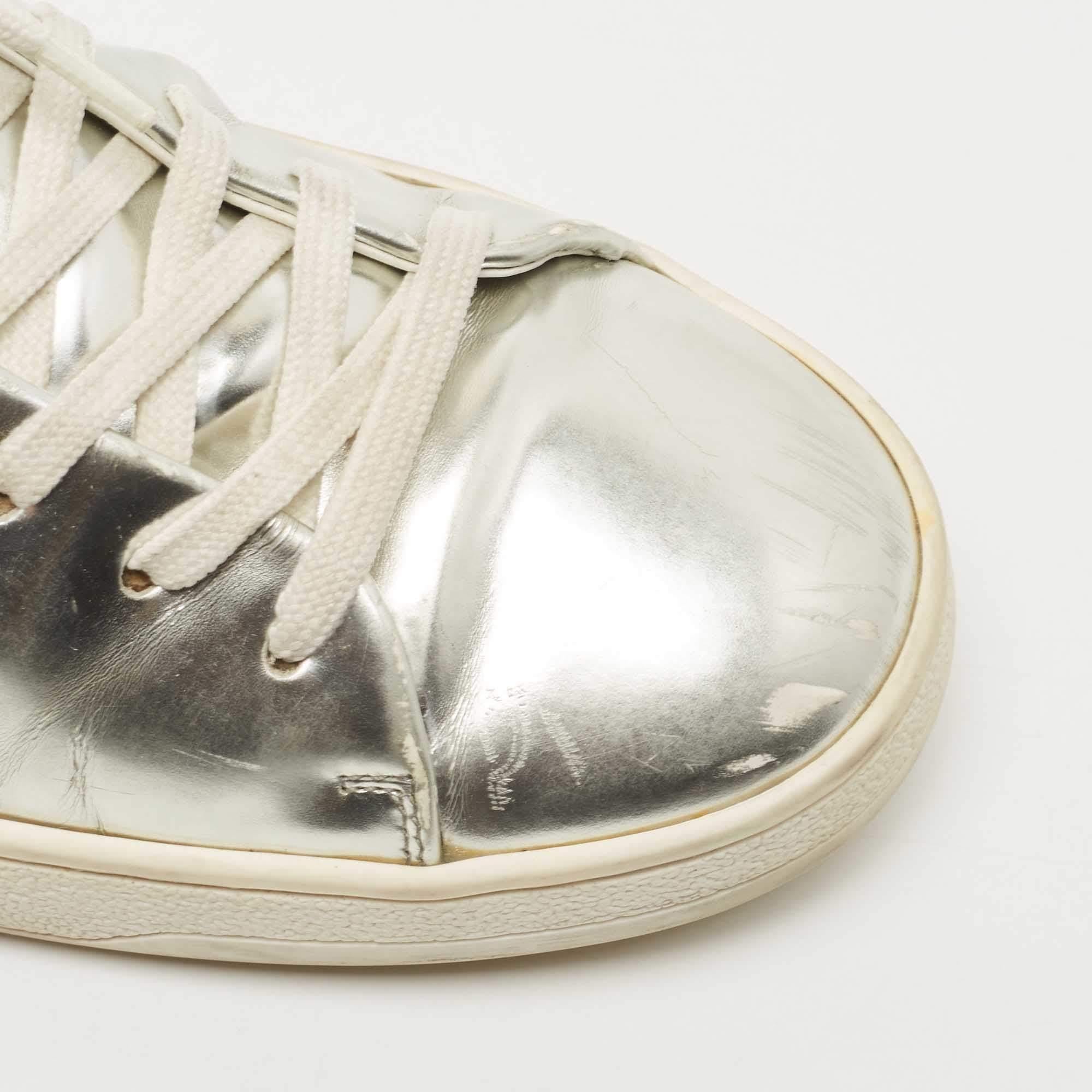 Louis Vuitton Silver Leather Frontrow Sneakers Size 38.5 1