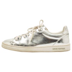 Louis Vuitton Silver Leather Frontrow Sneakers Size 38.5