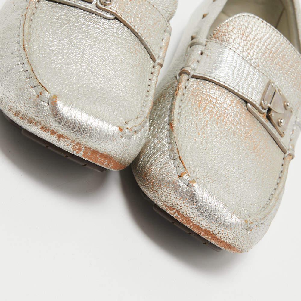  Louis Vuitton - Mocassins Lombok en cuir argenté, taille 40,5 Pour femmes 