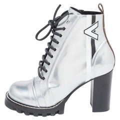 Louis Vuitton Silver Leather Spaceship Ankle Boots Size 40