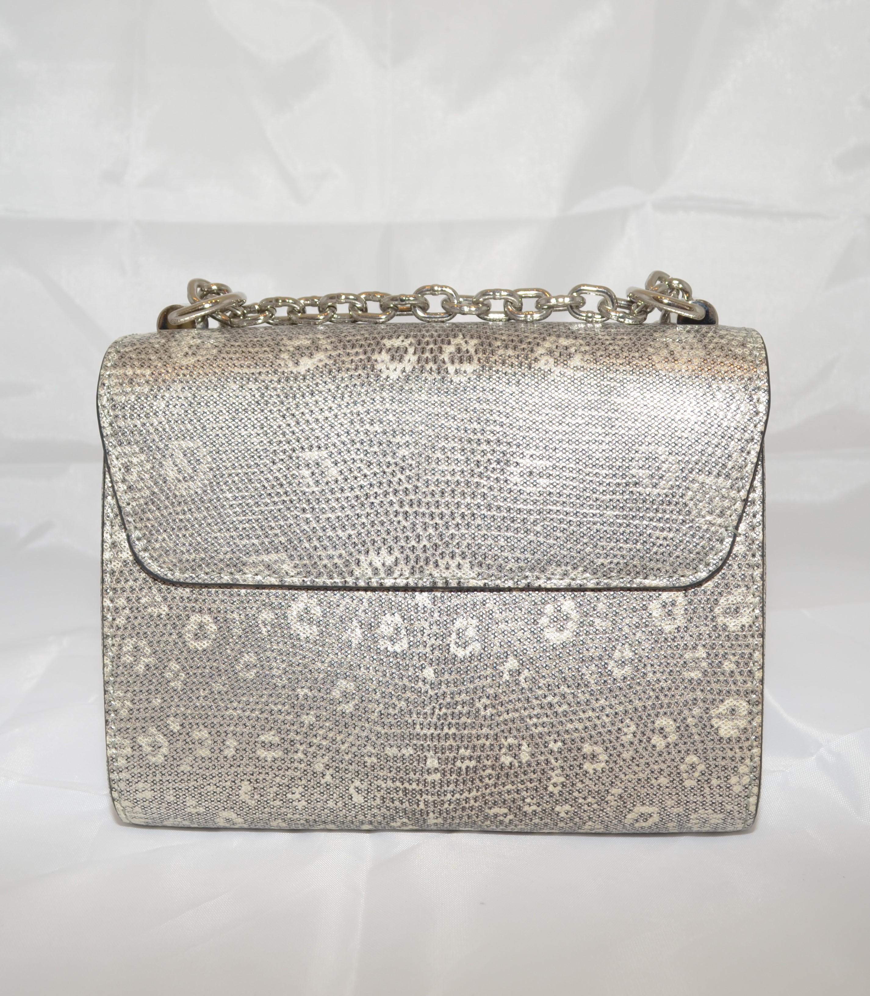 Louis Vuitton Silver Lizard Twist PM Handbag Limited Edition with Cites In Excellent Condition In Carmel, CA