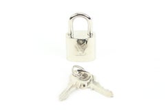 Louis Vuitton Silver Lock and 2 Key Set Padlock Cadena Bag Charm 41lk63