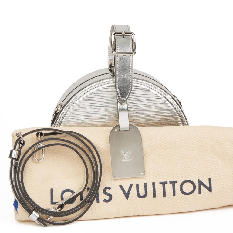 LOUIS VUITTON Metallic Epi Petite Boite Chapeau Silver 1225077