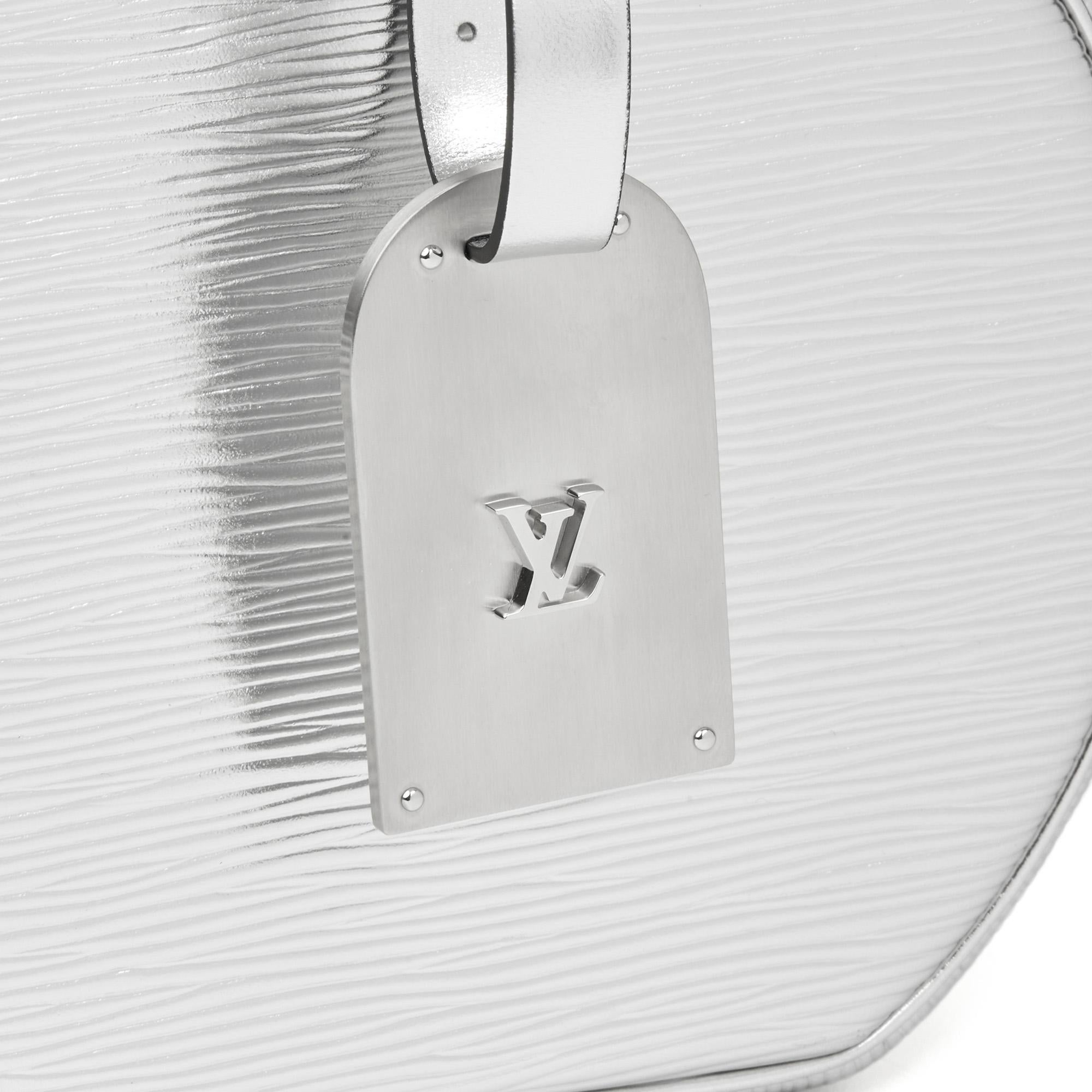 Louis Vuitton Silver Metallic Epi Leather Petite Boite Chapeau In Excellent Condition In Bishop's Stortford, Hertfordshire