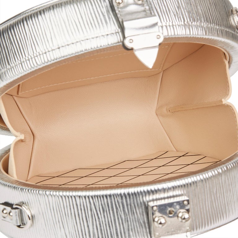 Louis Vuitton Silver Metallic Epi Leather Petite Boite Chapeau at 1stDibs