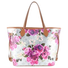 Louis Vuitton Silver Metallic Garden Flower Neverfull MM Tote 54lv84s
