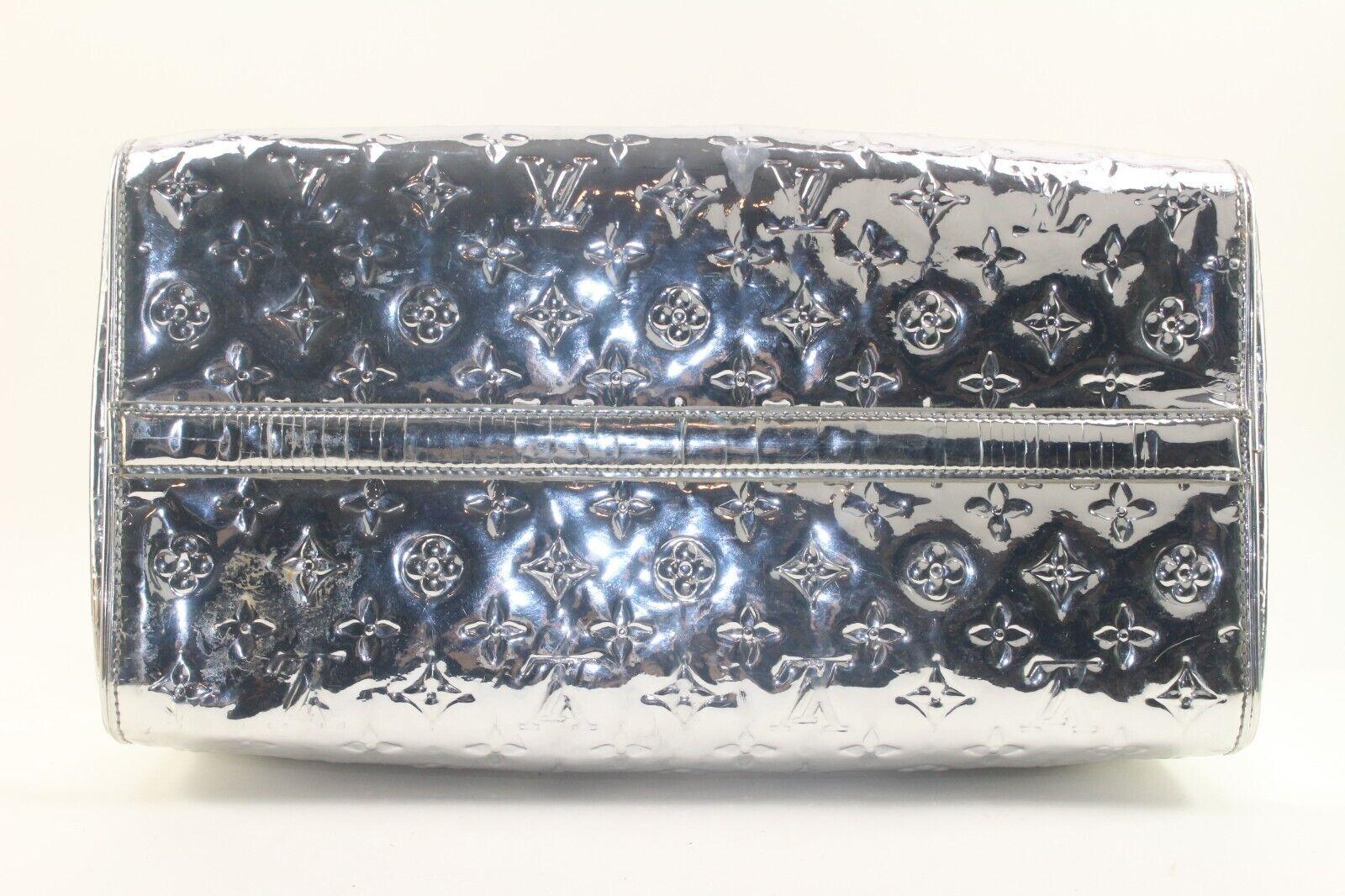 Louis Vuitton Silver Miroir Speedy 35 Monogram Vernis Limited 3LVS126K In Good Condition In Dix hills, NY