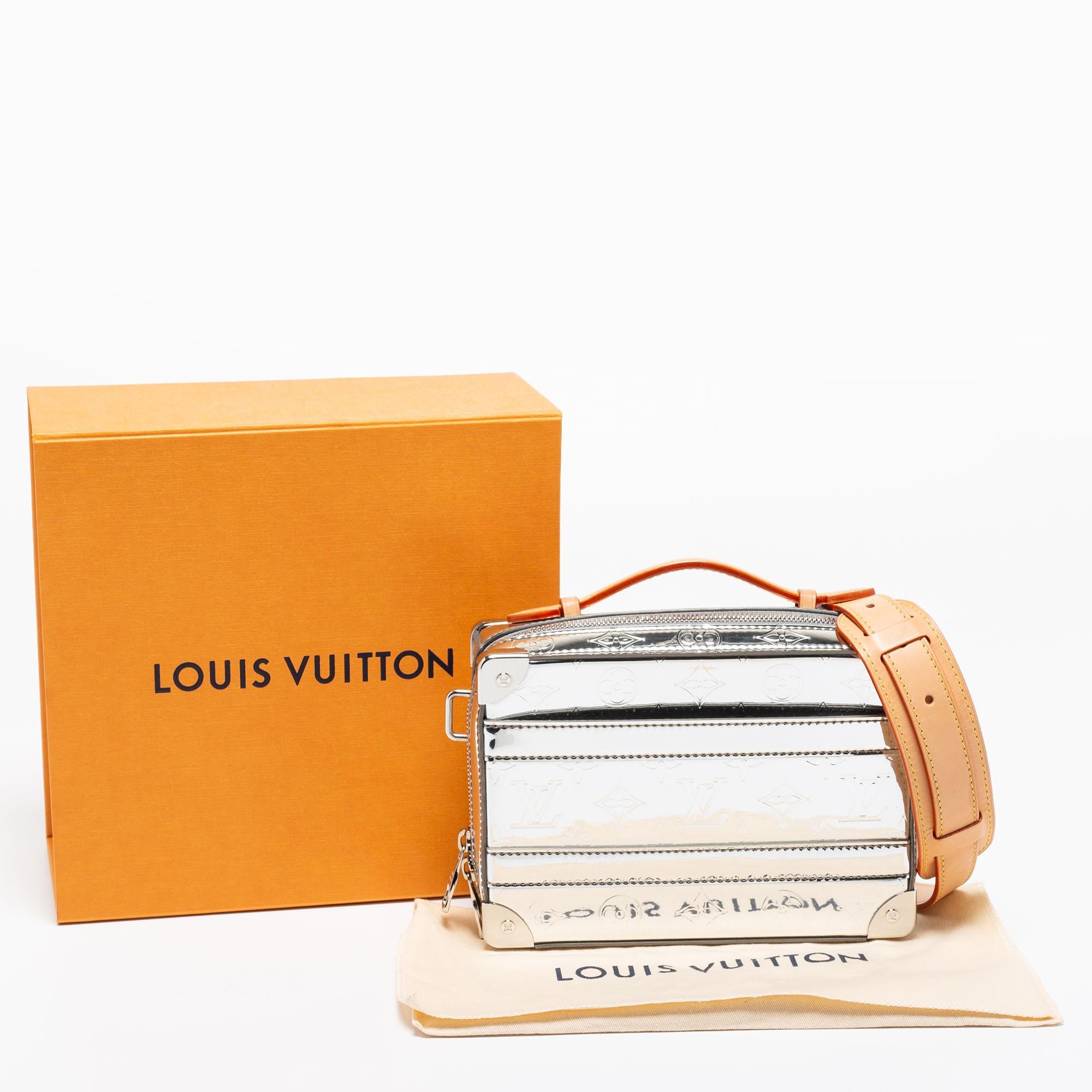 Louis Vuitton Silver Mirrored Monogram Handle Trunk 8