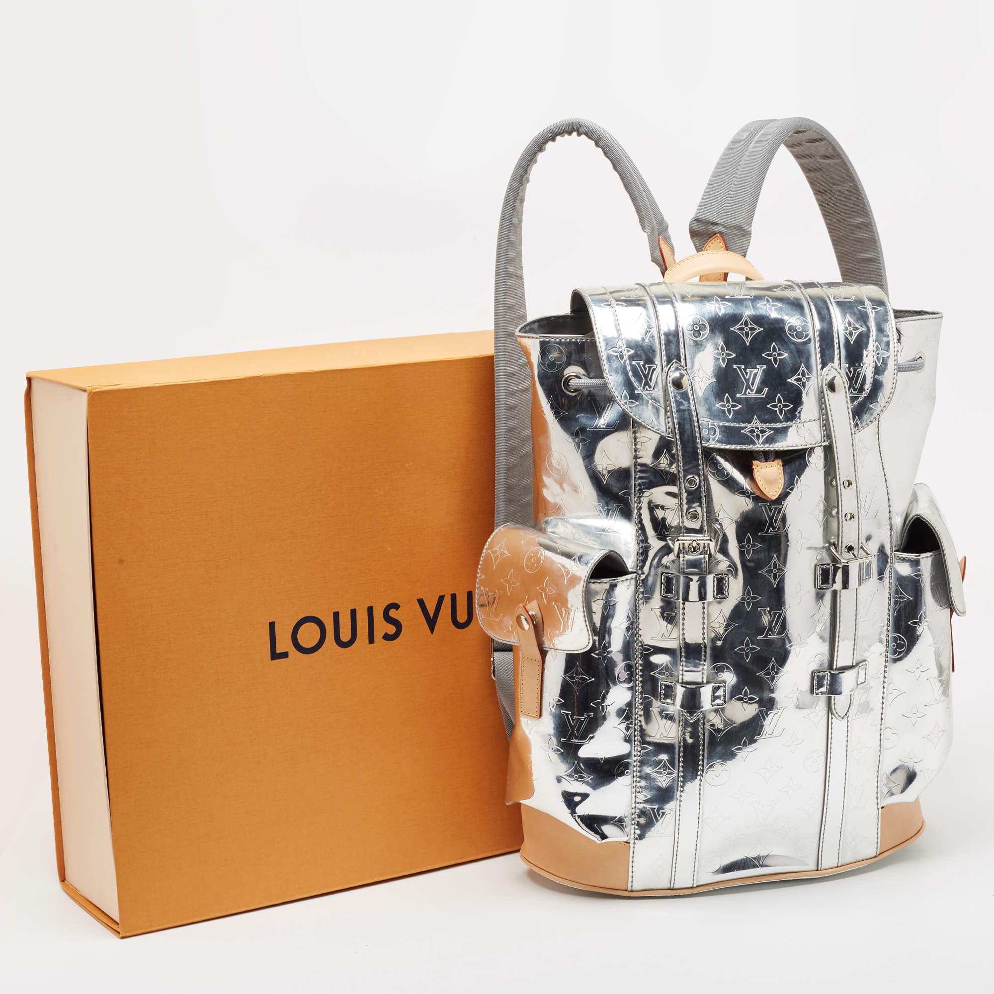 Louis Vuitton Silver Monogram Miroir Christopher MM Backpack For Sale 9