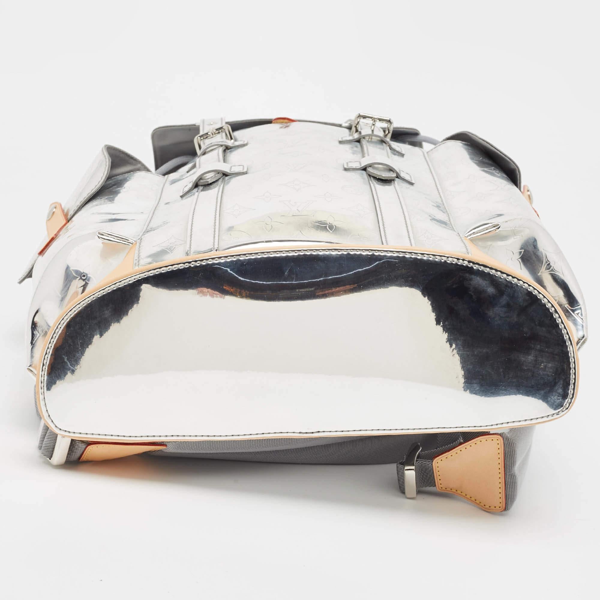 Louis Vuitton Silver Monogram Miroir Christopher MM Backpack For Sale 1