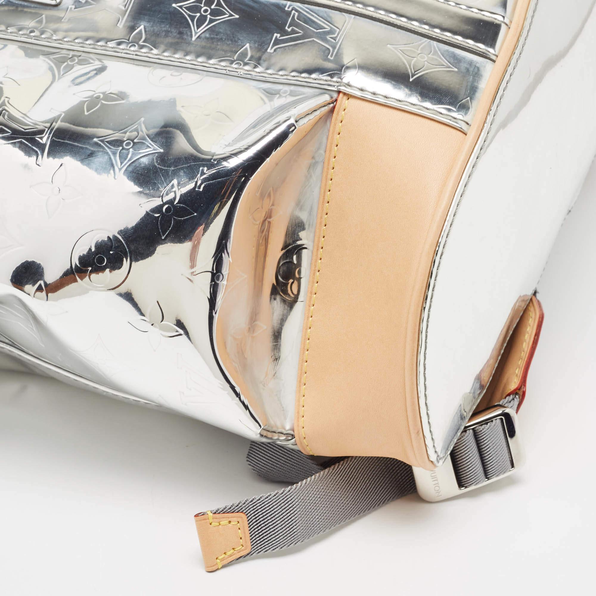 Louis Vuitton Silver Monogram Miroir Christopher MM Backpack For Sale 4