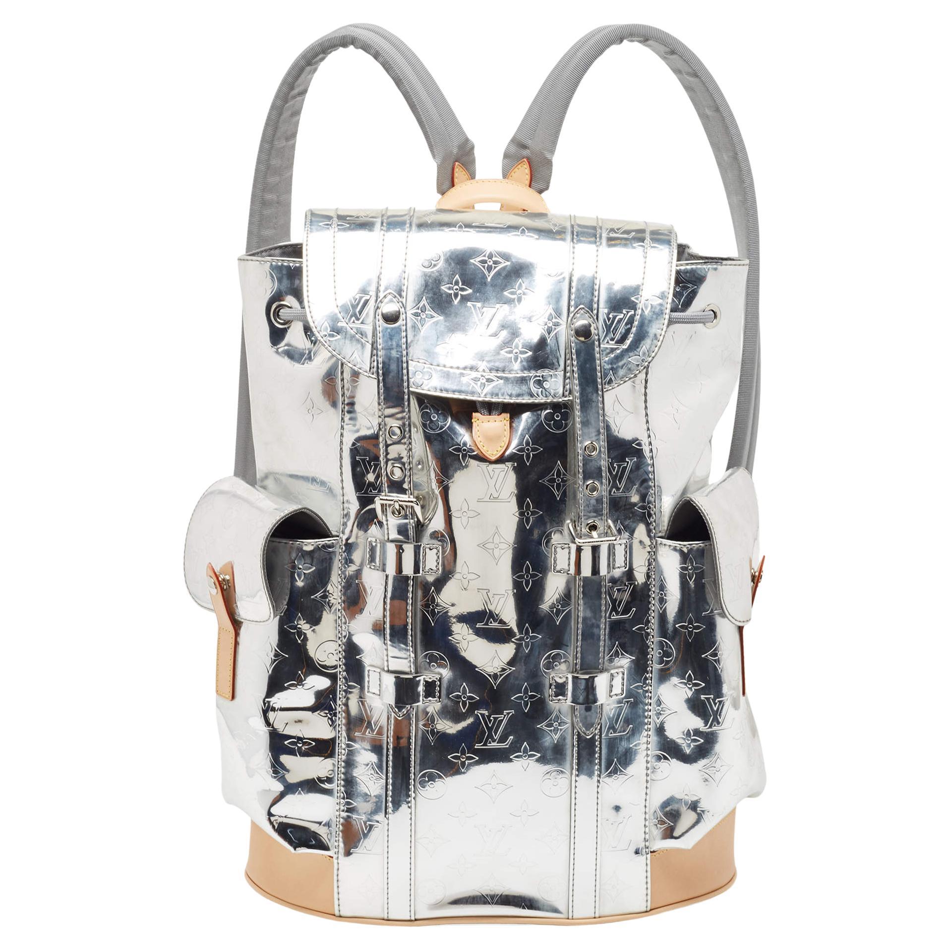 Louis Vuitton Silver Monogram Miroir Christopher MM Backpack For Sale