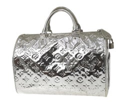 Louis Vuitton Silver Monogram Miroir Speedy 30 Top Handle Bag