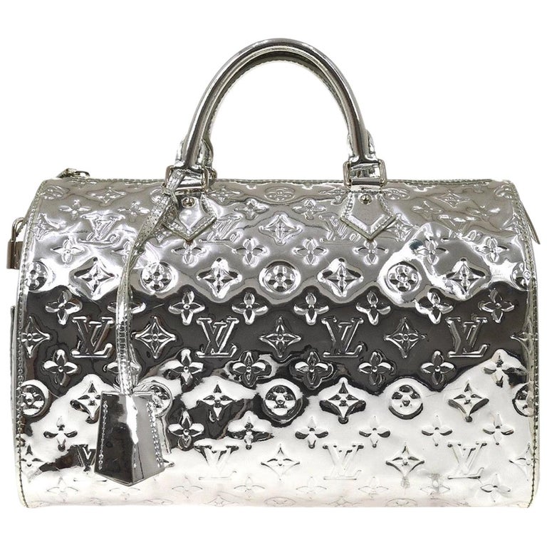 Louis Vuitton Silver Monogram Miroir Speedy 30 Top Handle Bag at