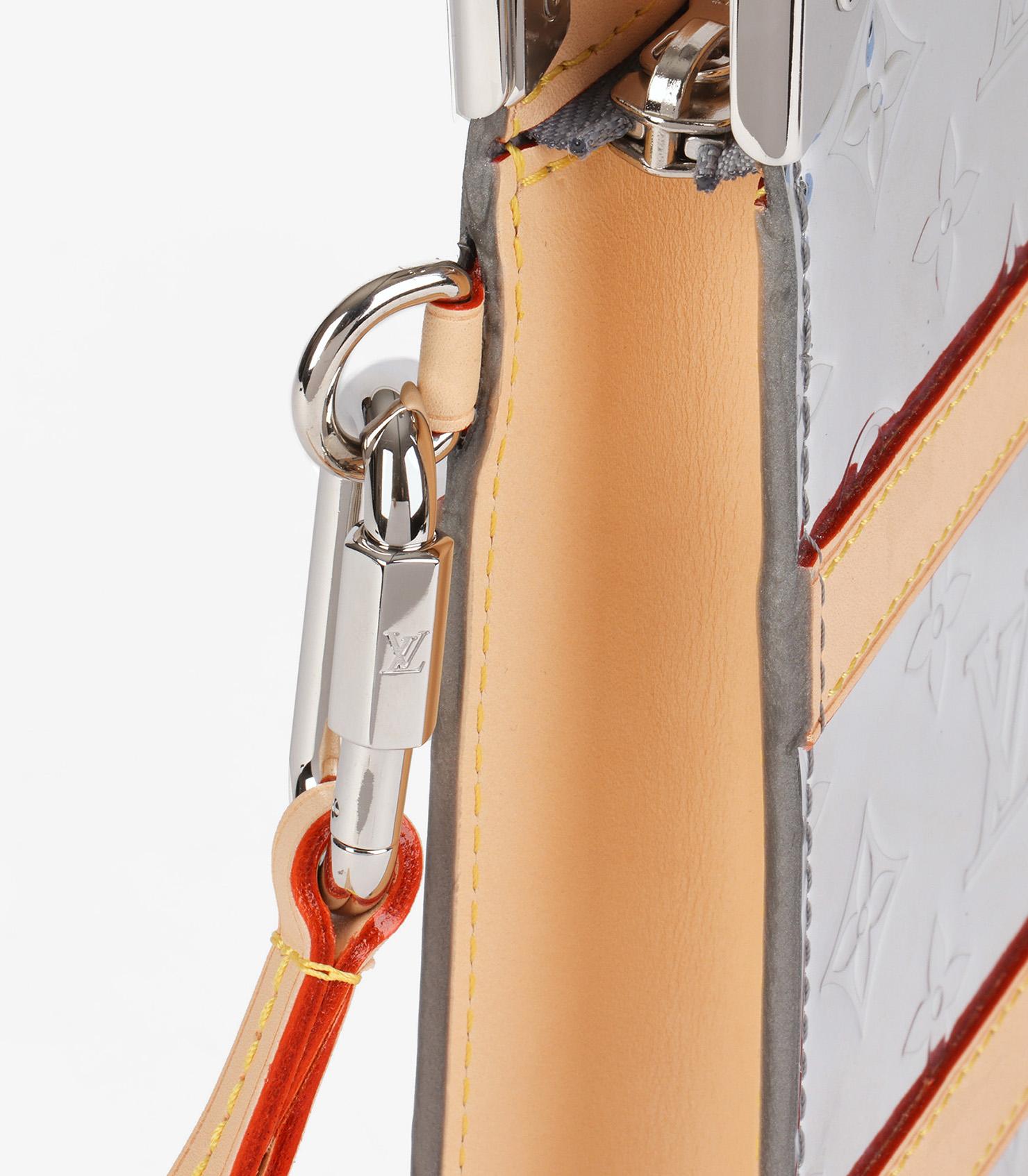 Louis Vuitton Silver Monogram Mirror Vinyl & Vachetta Leather Trunk Pouch 3