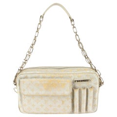 Louis Vuitton Silver Monogram Shine Mckenna Chain Pochette Accessoires Bag 927lv