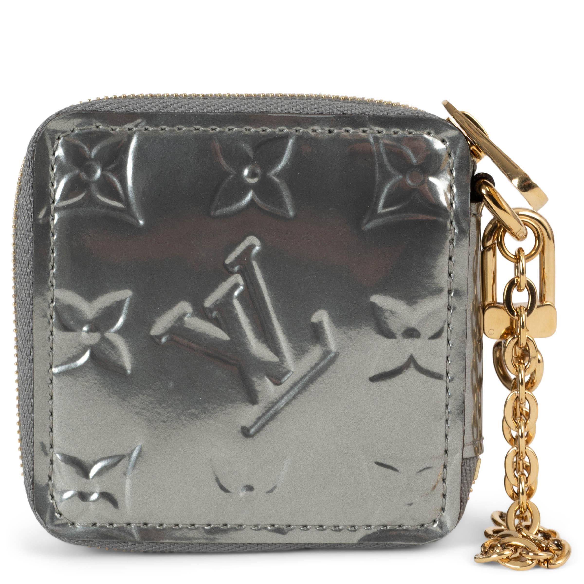 Argento LOUIS VUITTON argento Monogram Vernis pelle FLOWER PORTEMONNAIE CARRE Portafoglio in vendita