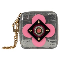 LOUIS VUITTON silver Monogram Vernis leather FLOWER PORTEMONNAIE CARRE Wallet