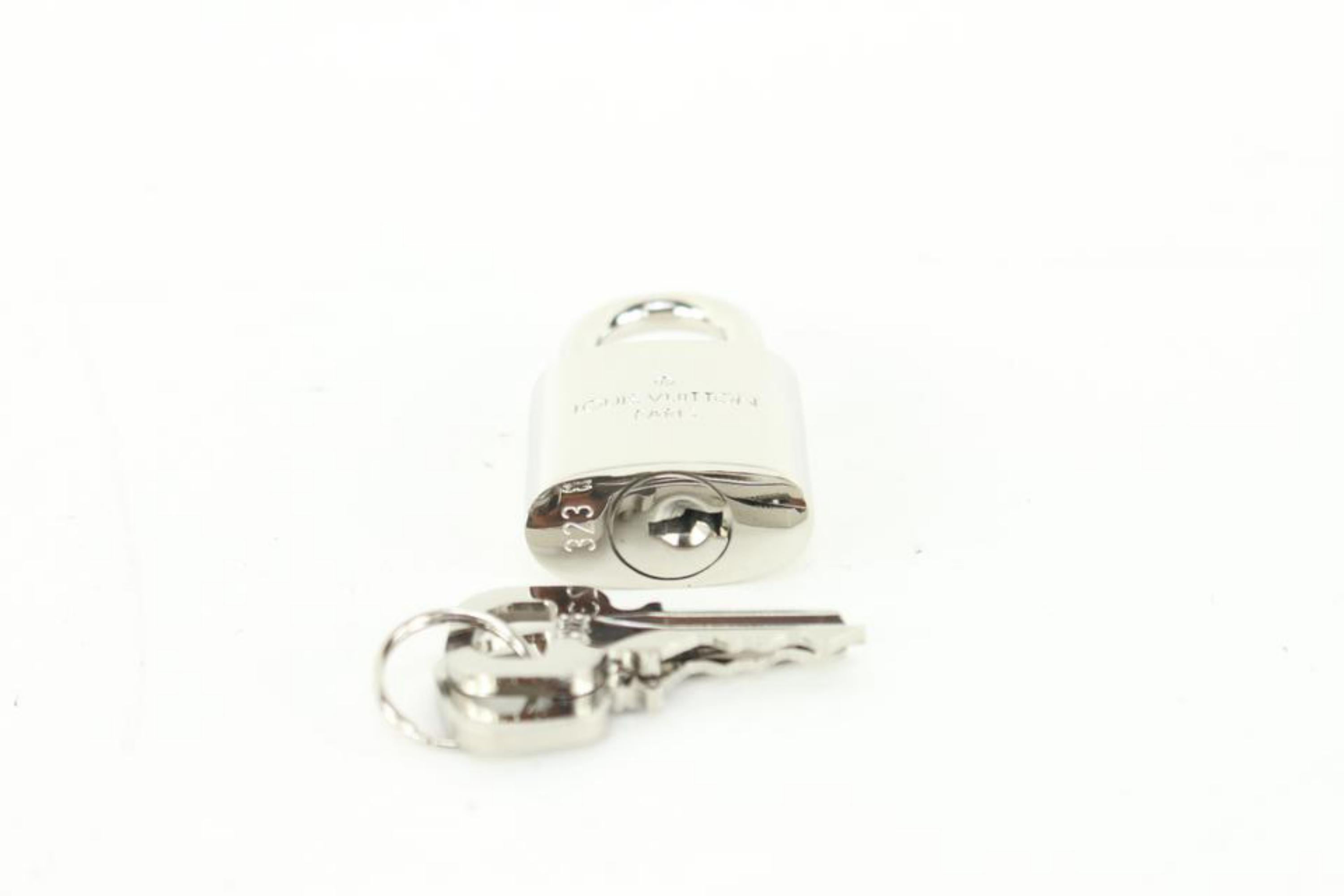 Beige Louis Vuitton Silver Padlock and 2 Key Set Lock Cadena Keepall Graphite 58lz63s