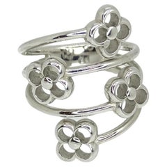 Louis Vuitton Silver Plate Flower Full Ring, Circa 1990, France