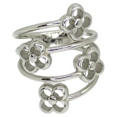 Louis Vuitton Silver Plate Flower Full Ring, Circa 1990, France