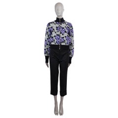 LOUIS VUITTON silver & purple FLORAL LUREX JACQUARD BOMBER Jacket S