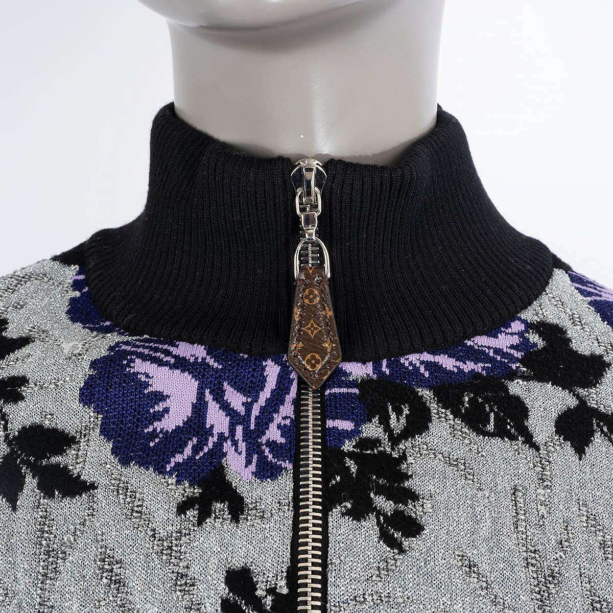 Donna LOUIS VUITTON argento e viola FLORAL LUREX JACQUARD BOMBER Giacca S in vendita