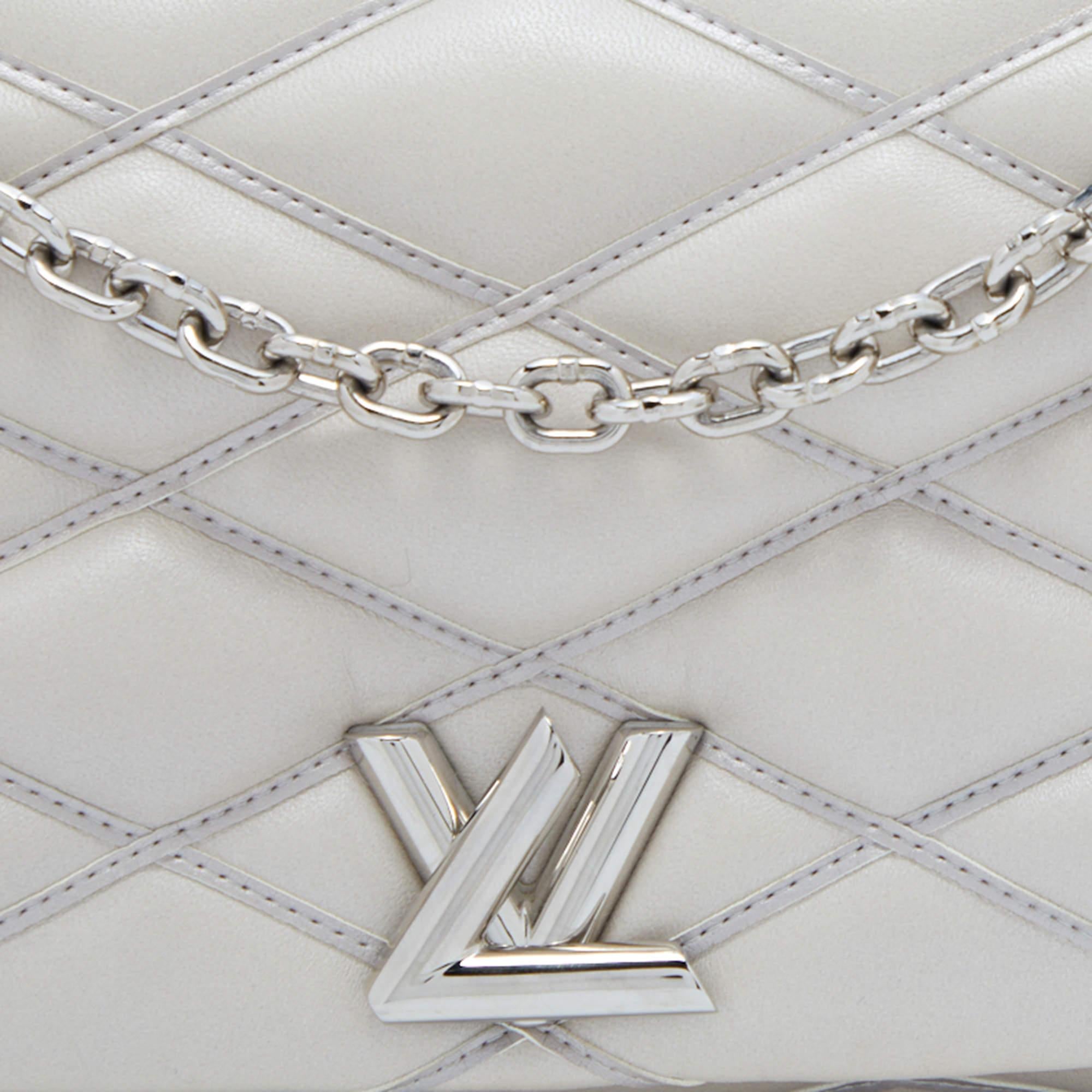 Louis Vuitton Silver Quilted Lambskin Leather GO-14 Malletage PM Bag 8