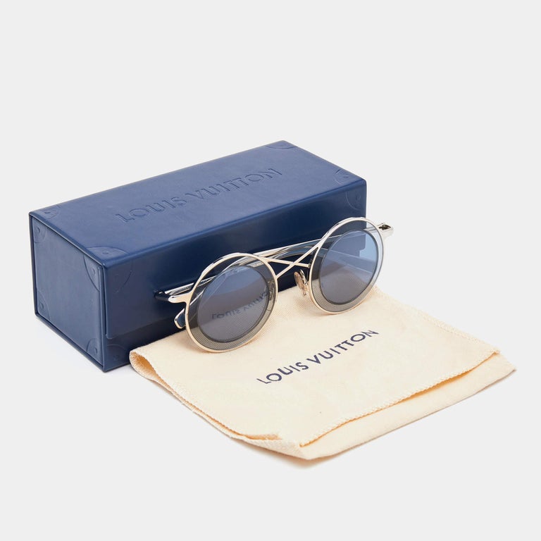 Louis Vuitton Silver Tone/Blue Z0750U Aman Round Sunglasses For