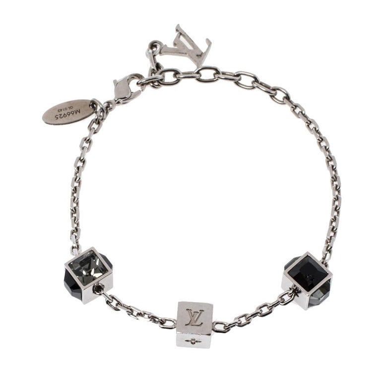 Louis Vuitton Silver Tone Gamble Crystal Bracelet For Sale at 1stDibs