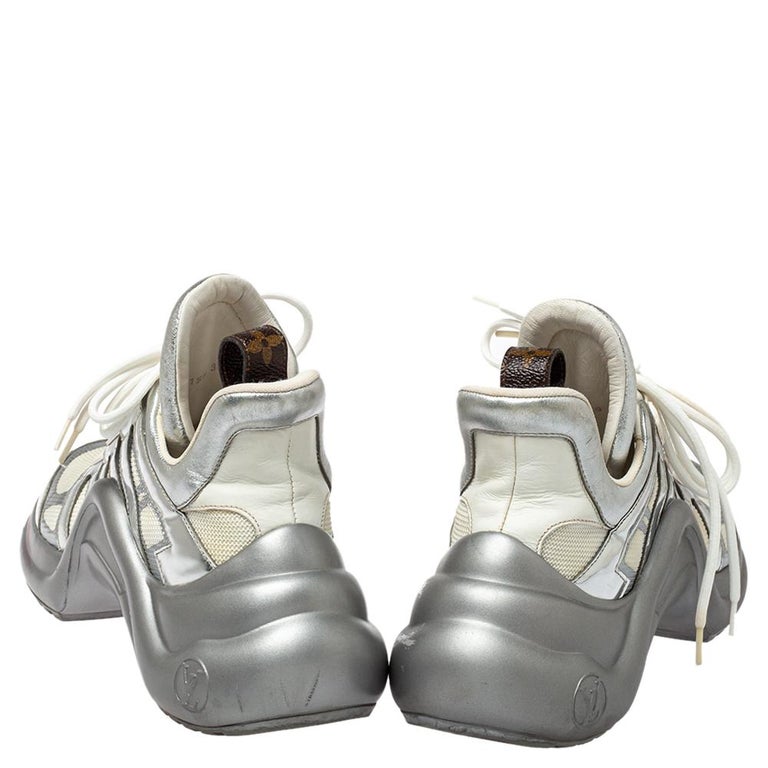 Louis Vuitton Silver/White Leather And Mesh Archlight Sneakers