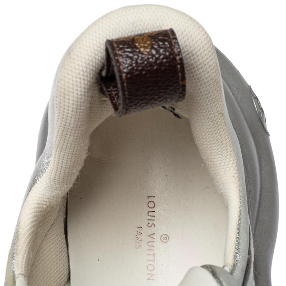Louis Vuitton Silver/White Leather And Mesh Archlight Sneakers Size 38.5 In Good Condition In Dubai, Al Qouz 2