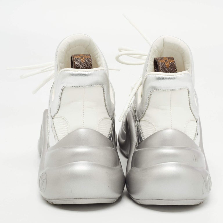 Louis Vuitton Silver/White Leather and Mesh Archlight Sneakers Size 39 Louis  Vuitton