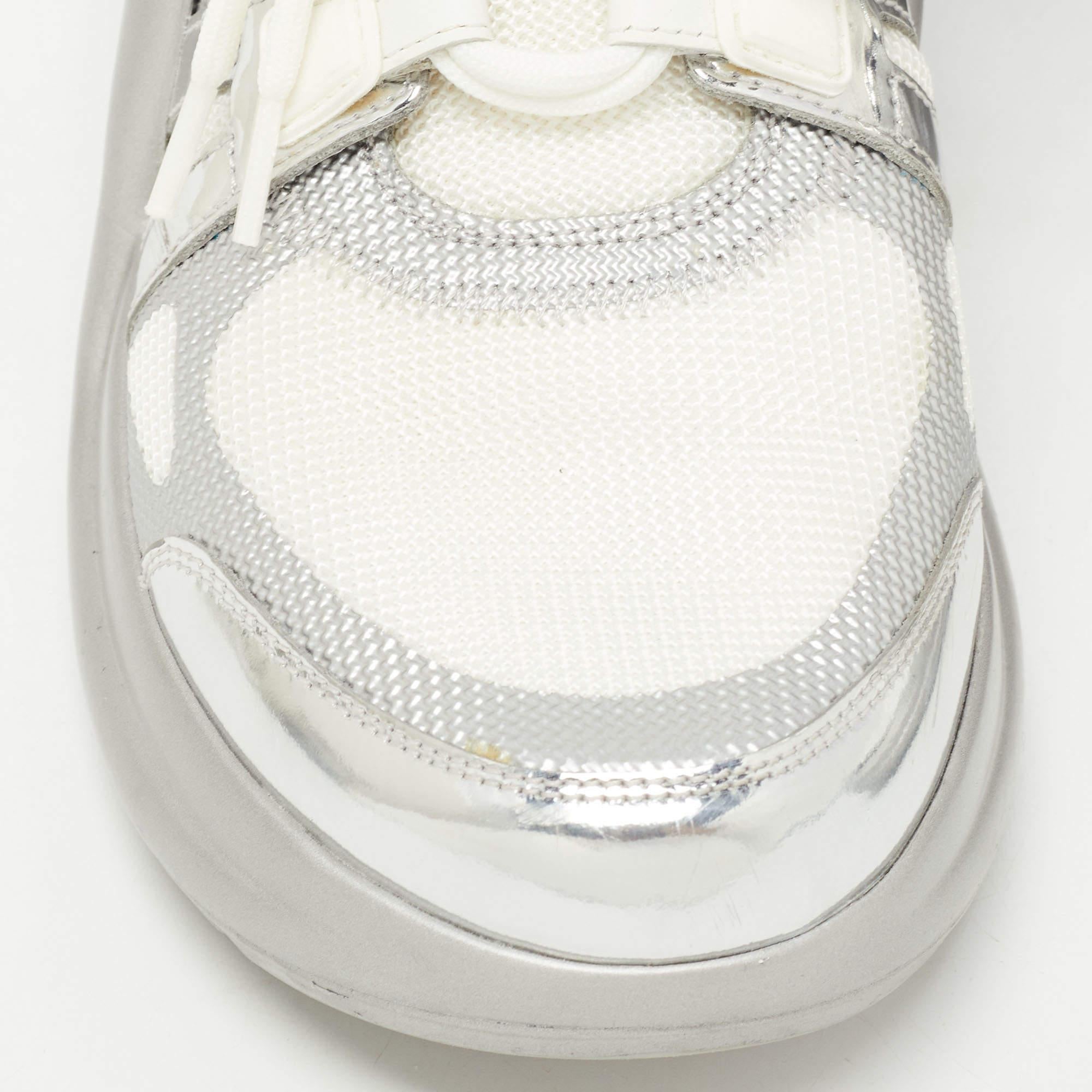 Louis Vuitton Silver/White Leather and Mesh Archlight Sneakers Size 39 3